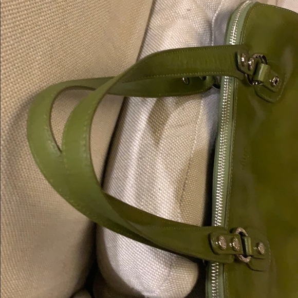 EUC leather baguette bag zip top AVOCADO Mid-size - Picture 10 of 16